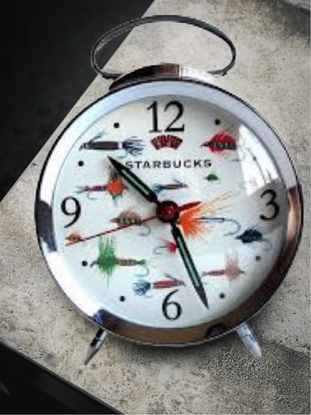 Starbucks “LURES” Black and Silver Clock with Colorful Dial